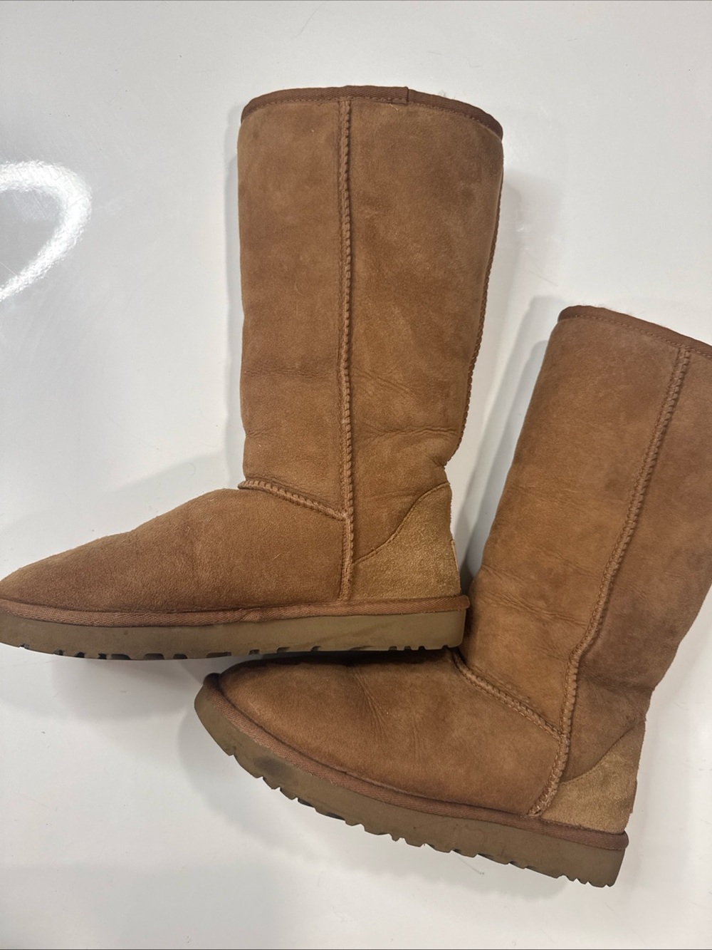 UGG Classic Tall Womens Brown Suede Sheepskin Lined Knee High Pull On 8 - Picture 2 of 7